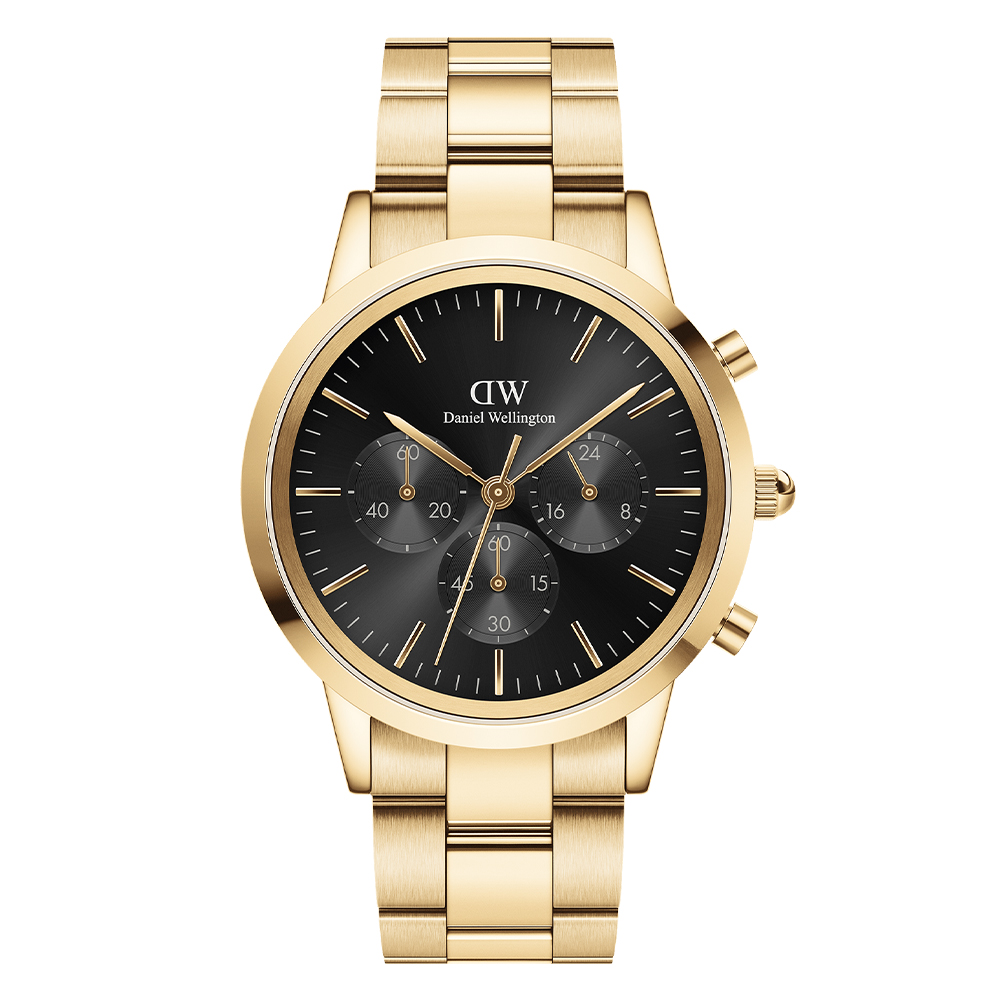 다니엘 웰링턴 ICONIC CHRONOGRAPH LINK ONYX 골드 패션시계 - 메인 이미지