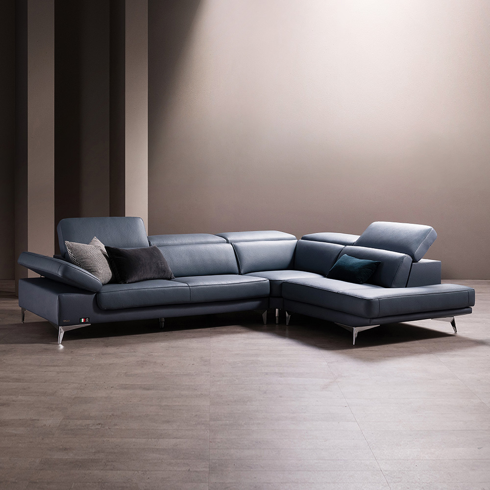 쉐우드가구 두치오 이태리 천연통가죽 쇼파 6인용 코너형 / 자재등급 E0