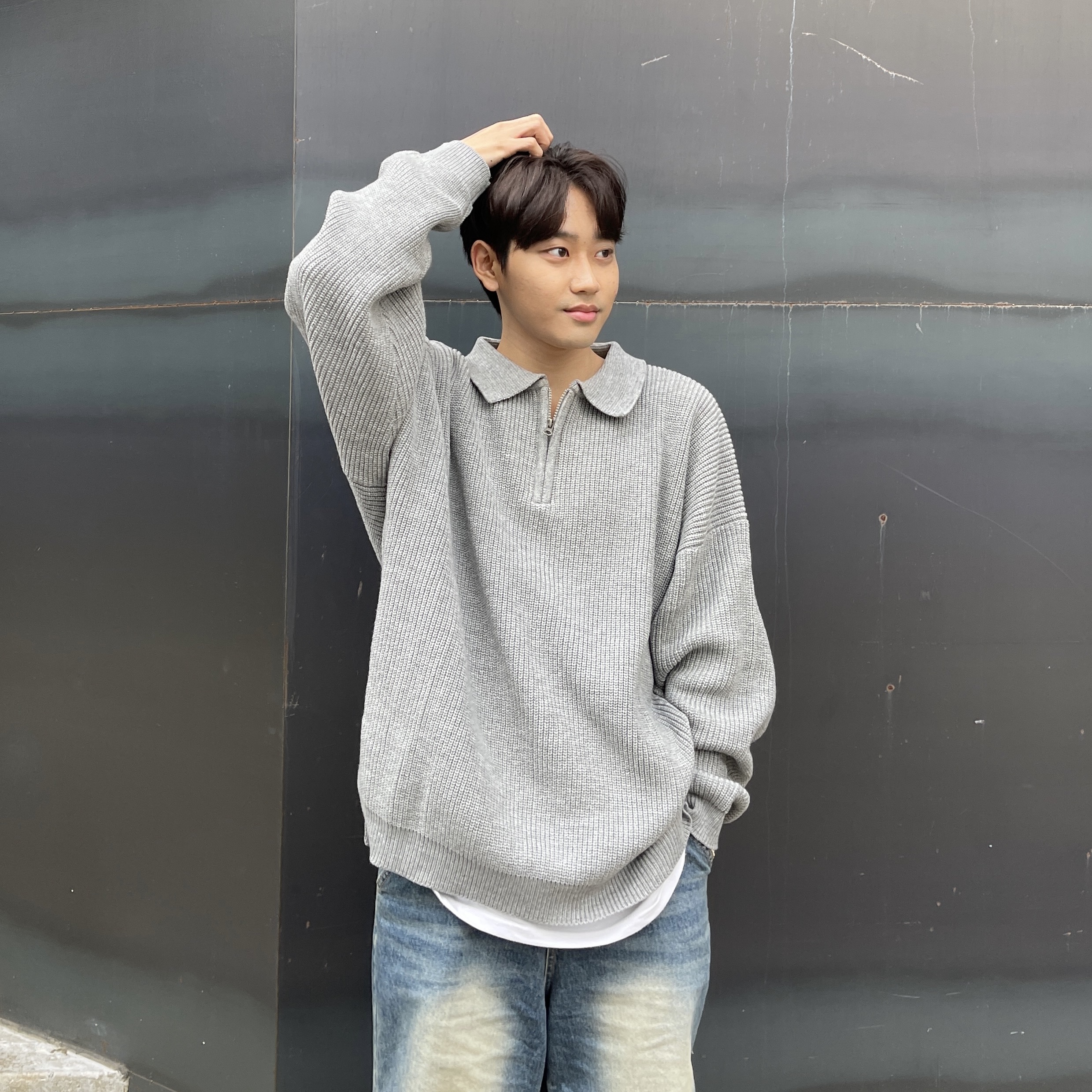 남자반집업니트 남자카라니트 이미지 3