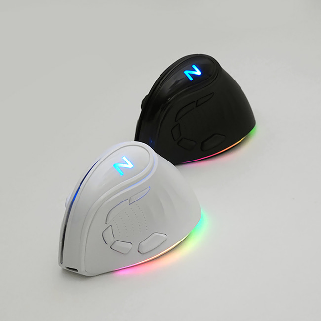 무소음 충전식 듀얼 무선 9버튼 RGB LED 인체공학 손목 보호 블루투스 버티컬 마우스 - 상세 이미지 2