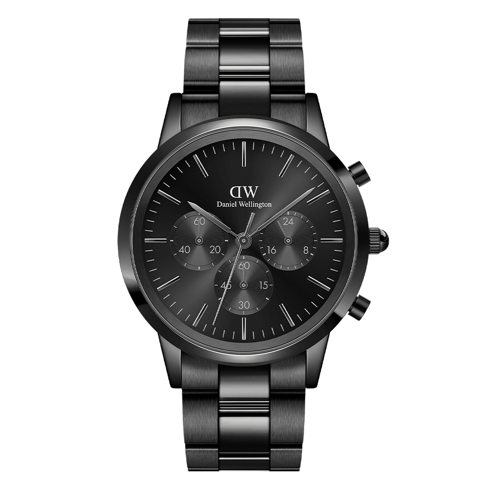 다니엘 웰링턴 ICONIC CHRONOGRAPH LINK ONYX 올블랙 남성용 메탈시계 - 메인 이미지