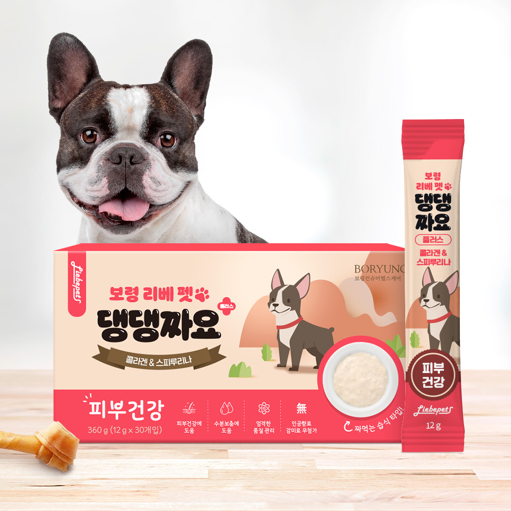 리베펫 댕댕짜요 플러스 피부건강 강아지 영양간식 감미료 무첨가 12gx30포 - 상품 이미지