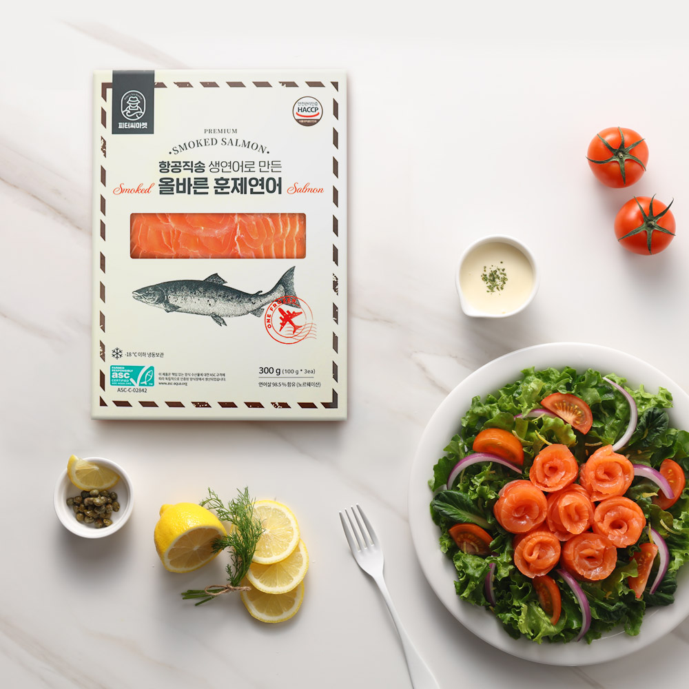 피터씨마켓 ASC인증 항공직송 생연어로 만든 올바른 훈제연어 300g, 1개