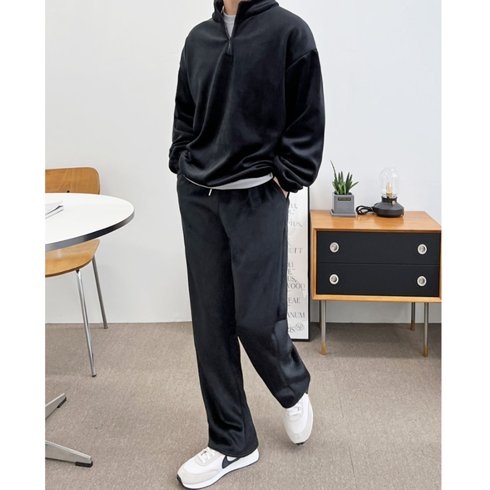 겨울흰바지 남성 아이보리 골덴 와이드 기모 일자 팬츠 이미지 4