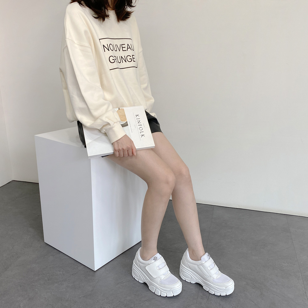 레이나 7cm 여자 여성 키높이 운동화 발편한 통굽 굽높은 스니커즈 치어리더 신발 스탠딩화 - 상세 이미지 2
