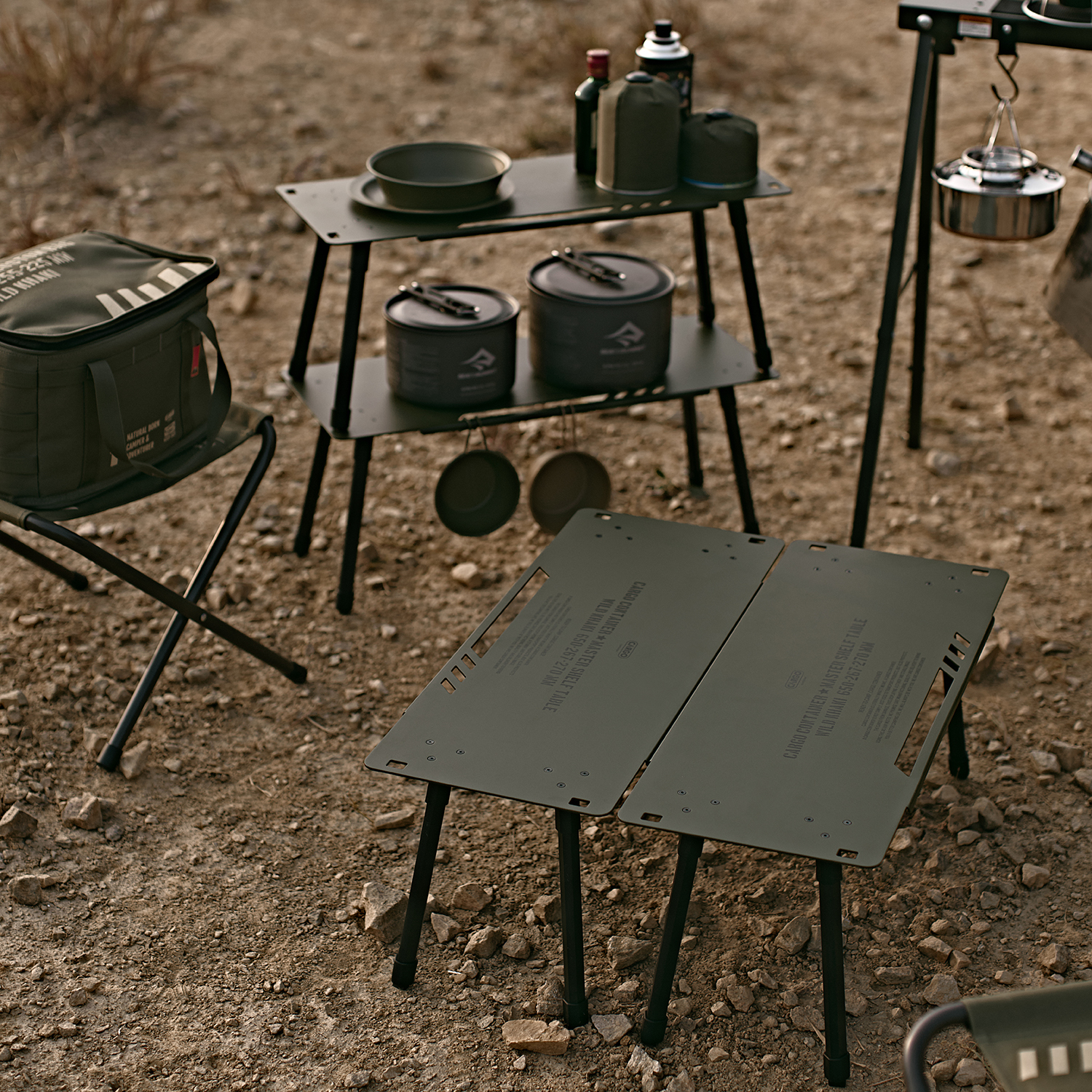 카고컨테이너 마스터 쉘프 테이블 2P 세트 접이식 미니 캠핑테이블