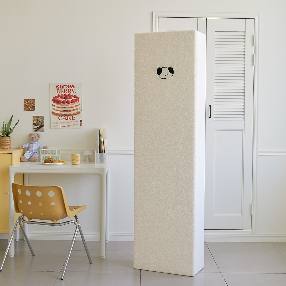 [단독] 투인원 에어컨커버 귀여운 부클 퍼피 가리개 스탠드 원형 벽걸이 SS 세트