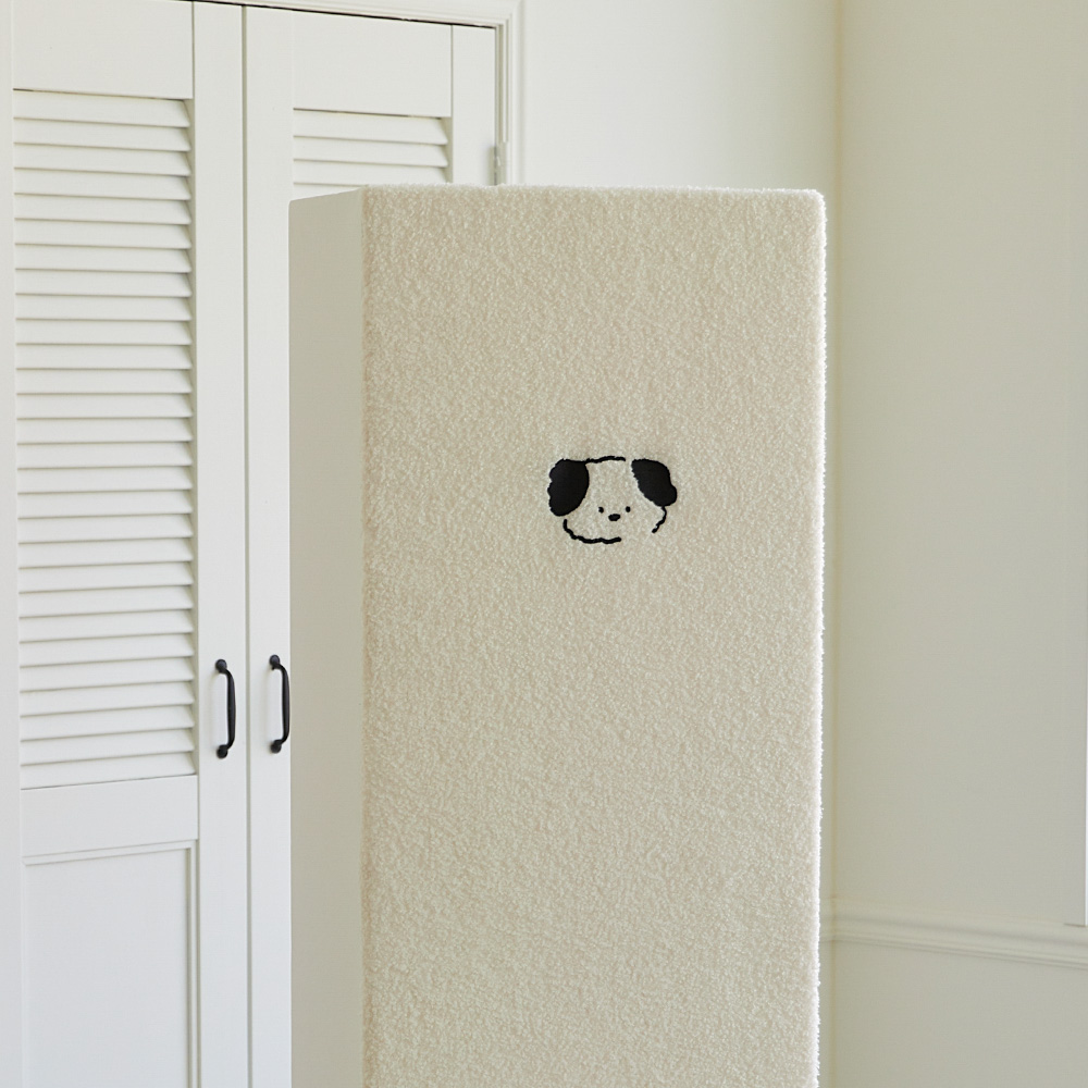 [단독] 투인원 에어컨커버 귀여운 부클 퍼피 가리개 스탠드 원형 벽걸이 SS 세트