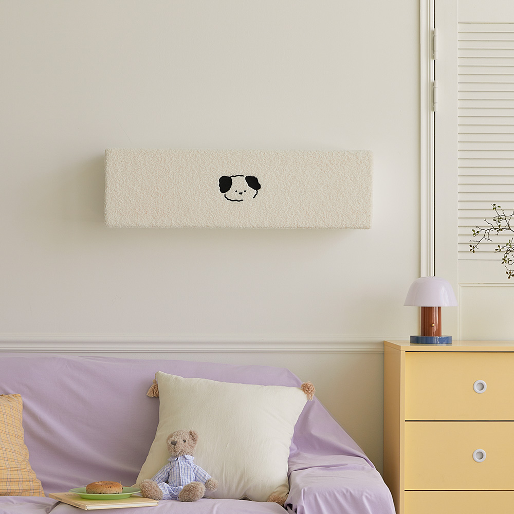 [단독] 투인원 에어컨커버 귀여운 부클 퍼피 가리개 스탠드 원형 벽걸이 SS 세트