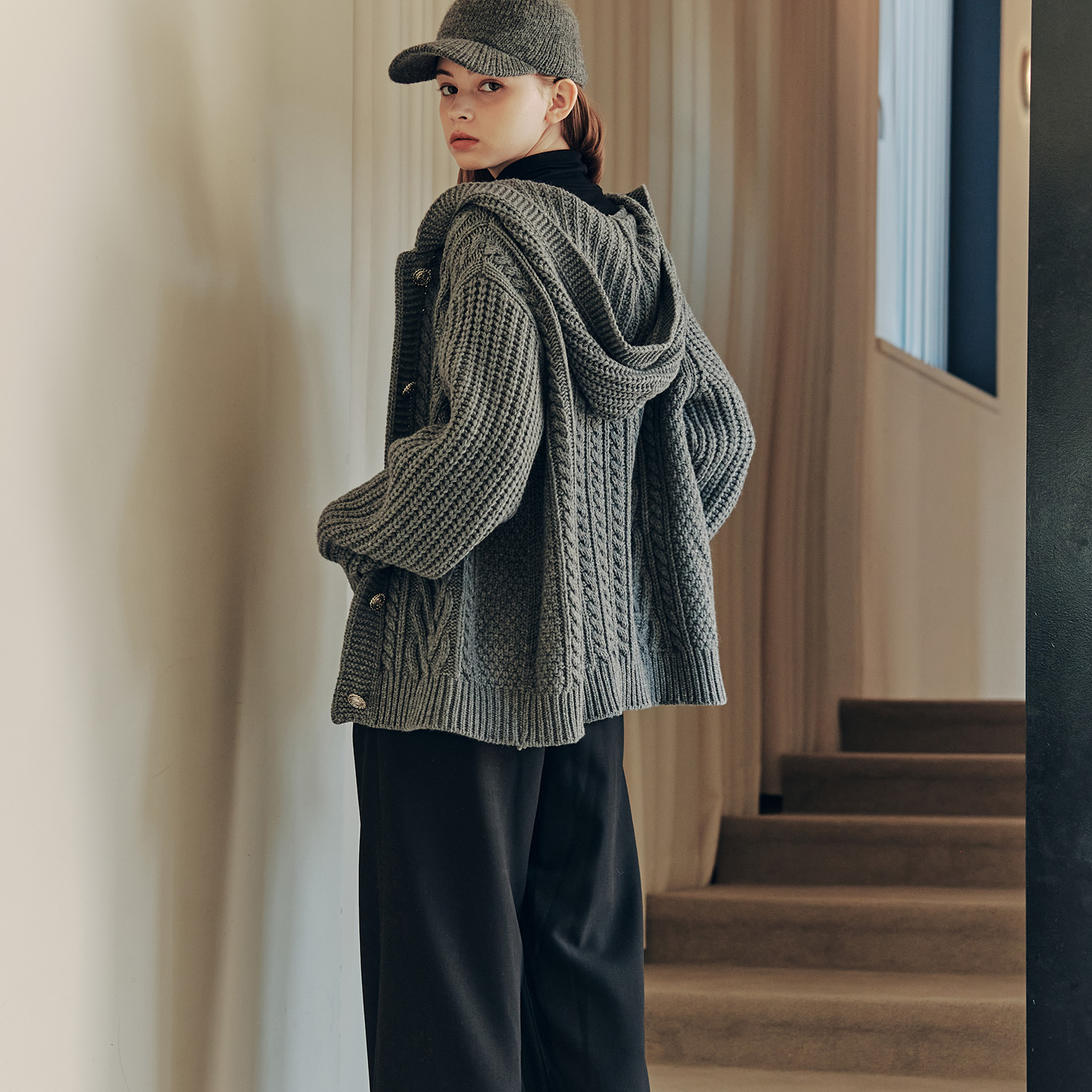 [제로스트릿]후드 오버핏 가디건 HOOD OVERFIT CARDIGAN / GRAY - 상세 이미지 3