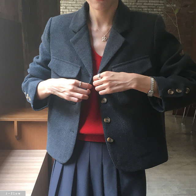 루빌 포켓 모직 카라 울 자켓 2col 가을 겨울 싱글 스탠다드 도톰 제이플로우 - 상세 이미지 3