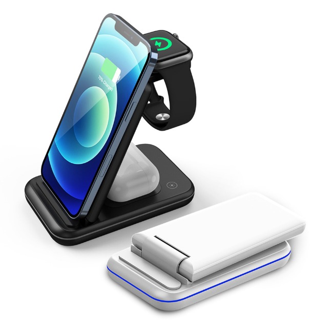 3 in 1 동시 무선 고속 15W 접이식 아이폰 갤럭시 스마트폰 애플워치 거치대 충전기