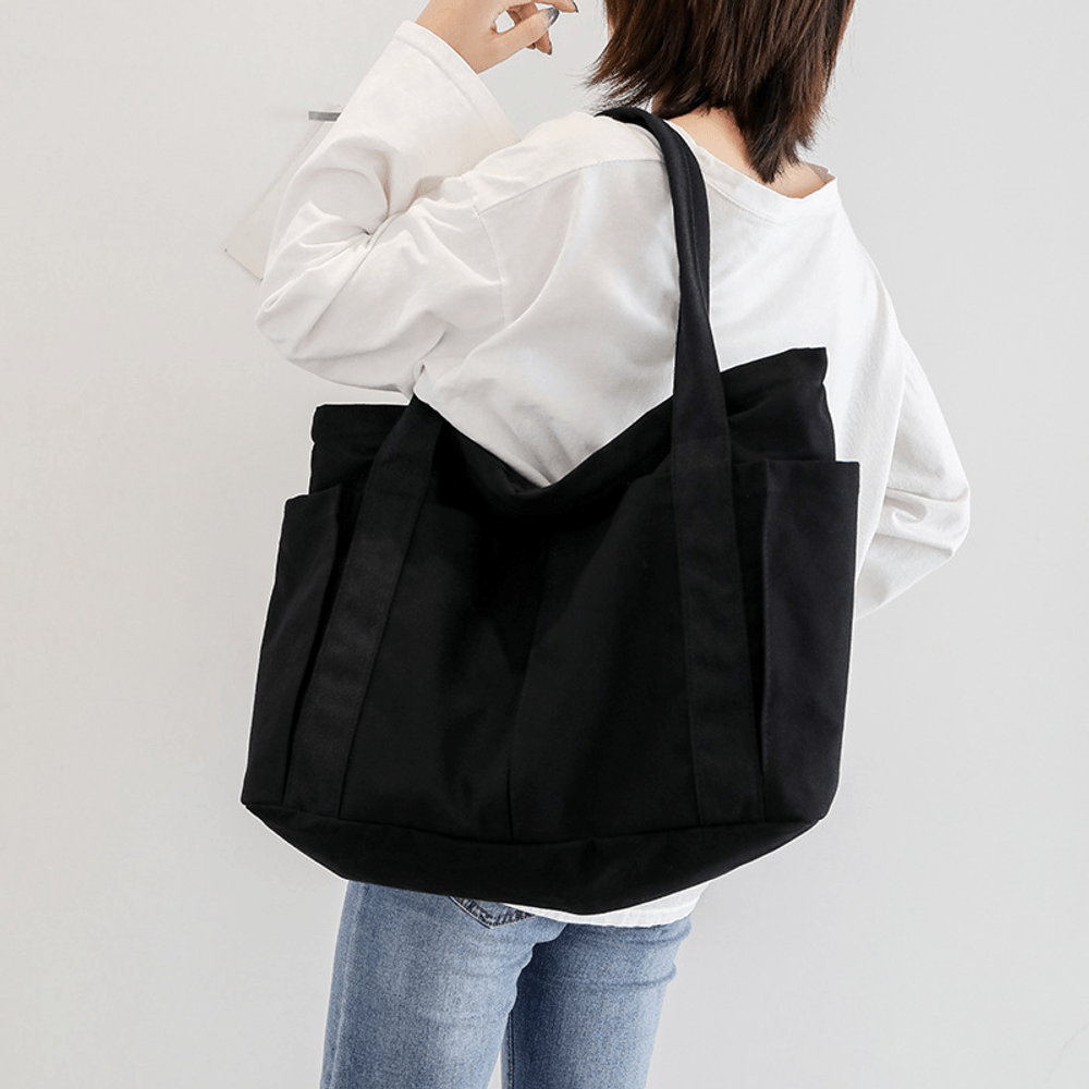 무지 에코백 대형 튼튼한 지퍼 포켓 보부상 큰 가방 빅백 이미지 6