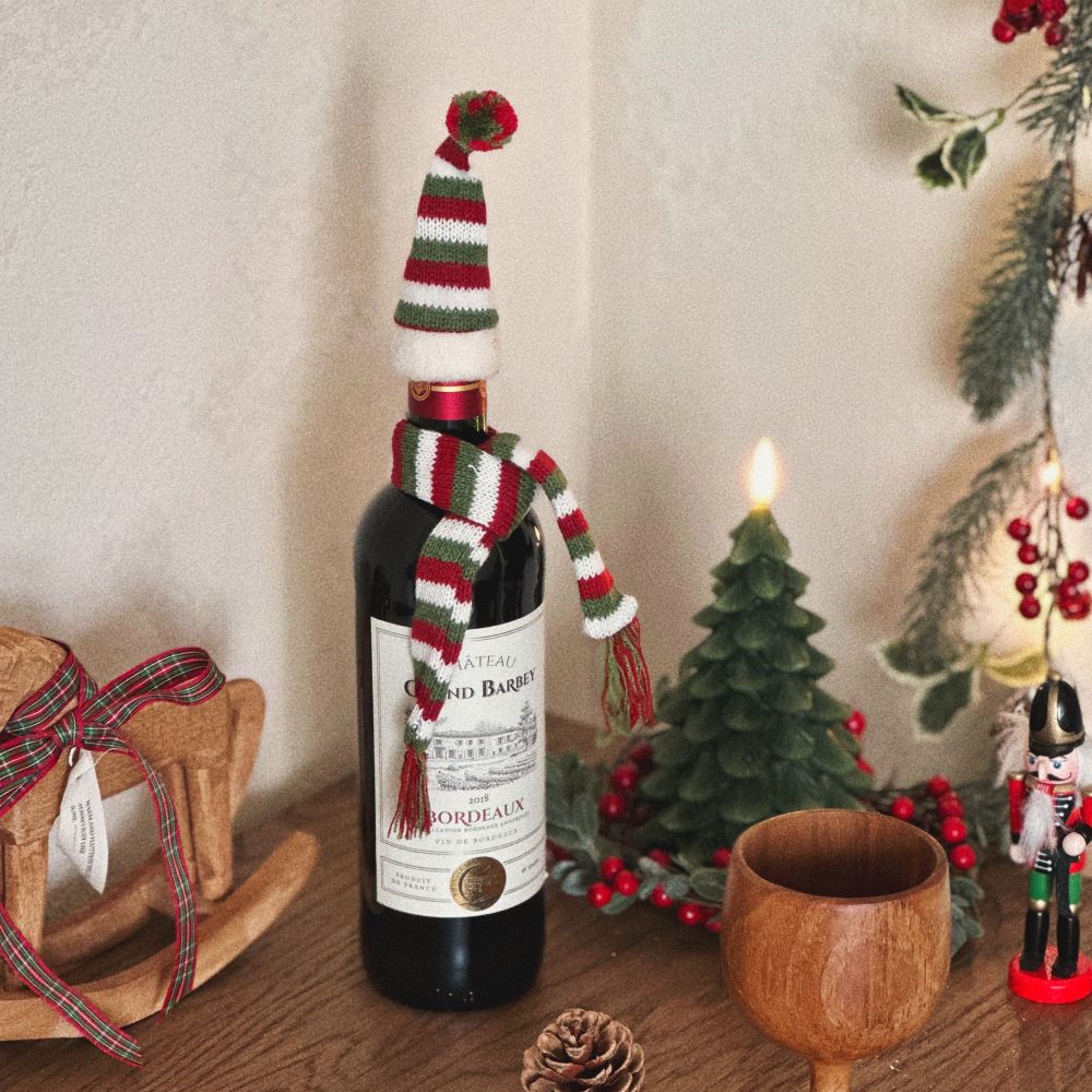 유월가게 크리스마스 엘프 산타 모자 목도리 와인 커버 파티소품