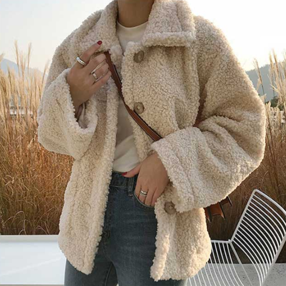 여자 겨울 아우터 봄 가을 20대 여성 캐쥬얼 간절기 자켓 재킷 양털 단추 캐쥬얼 카라 이미지 1