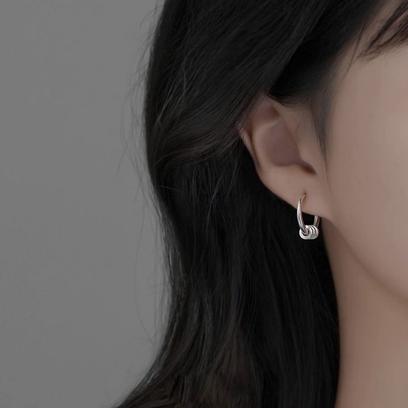 오크통 펜던트 포인트 디자인 유니크 투웨이 원터치 링 귀걸이 [실버] N095 - 상세 이미지 2