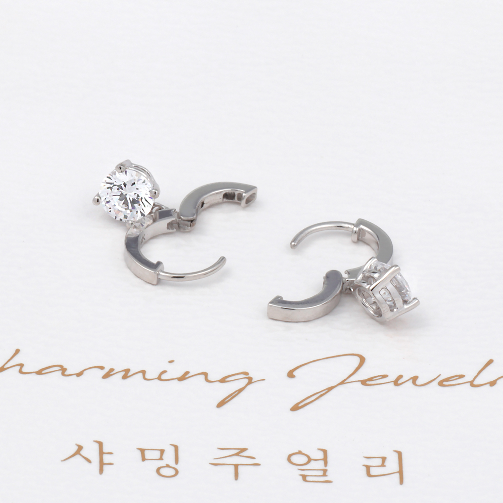 3부 다이아 귀걸이 천연 GIA 피엘 4프롱 원터치 결혼 기념일 여자 친구 생일 선물 - 상세 이미지 2