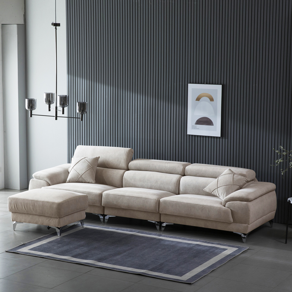 서광퍼니처 소네트 조야 아쿠아텍스 패브릭 코너형 쇼파 소파 sk 연그레이, 4인용