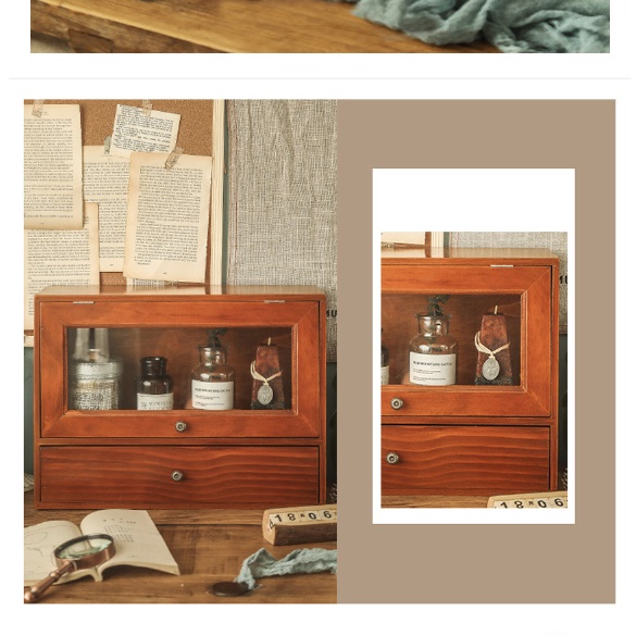 책상 위 수납장 작은 서랍장 약 소형 수납장 유리 쇼케이스