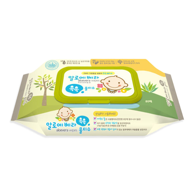 삼정펄프 알로에베라 촉촉 물티슈 캡형 80매 10팩 자극없는 부드러운 대용량 일반형 물티슈