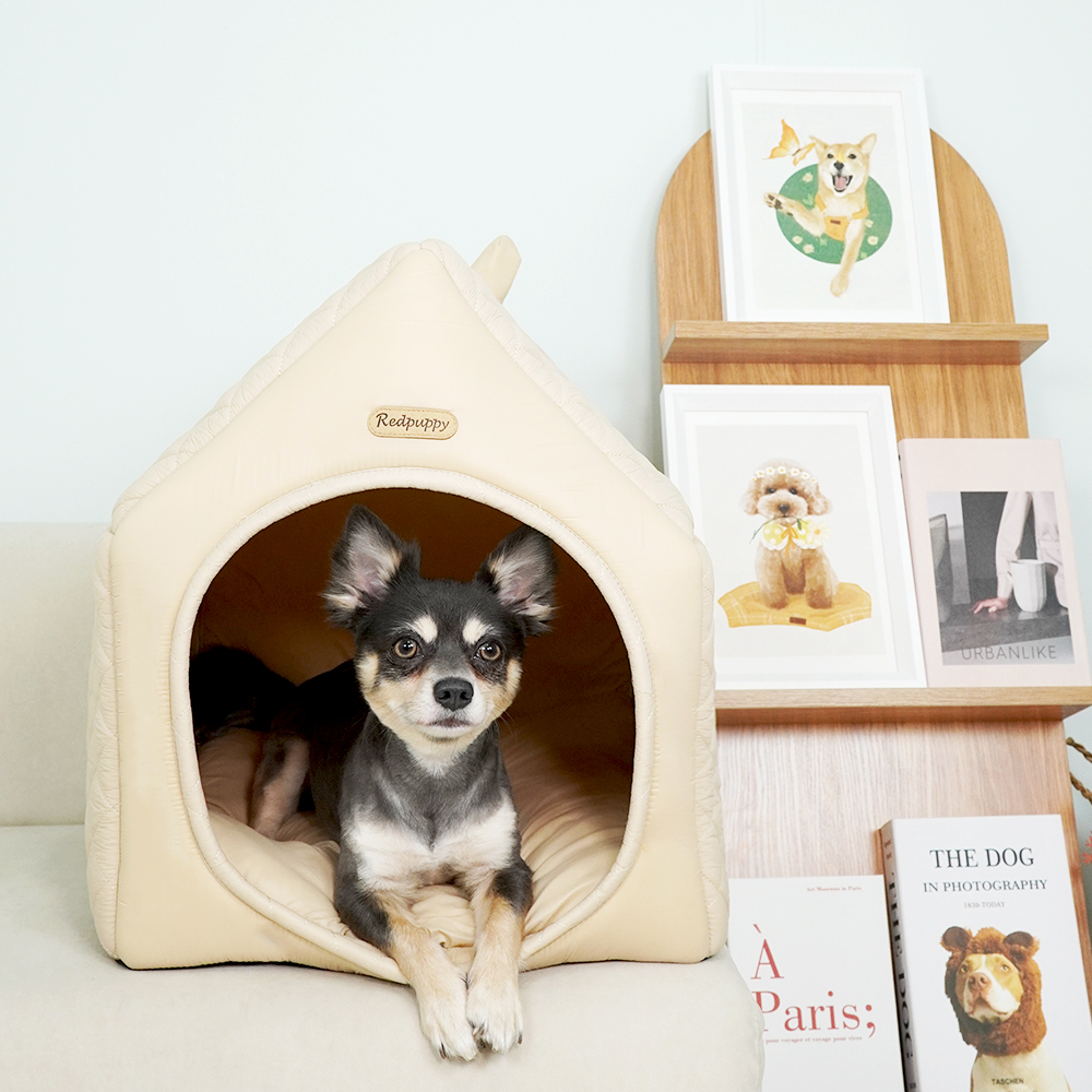 개과천선 강아지 소프트 크림 하우스집 동글이 하우스 애견집 반려동물 동굴 - 상품 이미지