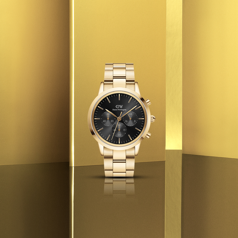 다니엘 웰링턴 ICONIC CHRONOGRAPH LINK ONYX 골드 패션시계 - 상세 이미지 4