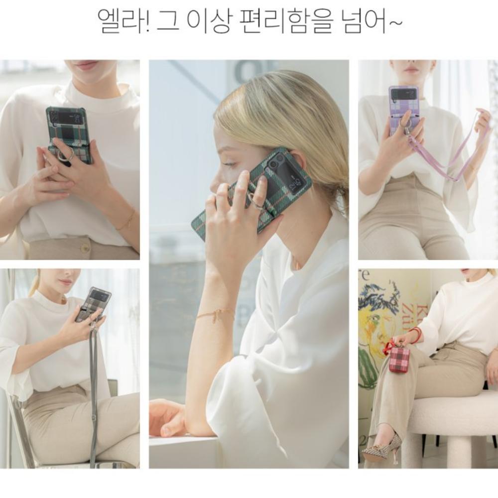 갤럭시 Z플립1 카드 케이스 링 스트랩 베이지 - 상세 이미지 2