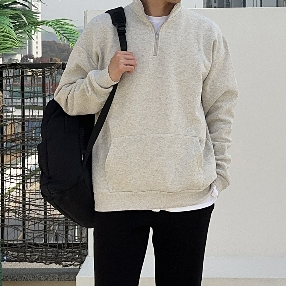 남자맨투맨 남자 반집업 기모 맨투맨