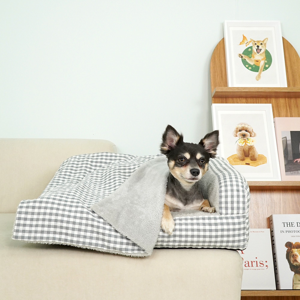 개과천선 C크라 강아지 소파 침대 고양이 방석 애견 꿀잠 침대 담요 베개 세트 중형견 - 메인 이미지