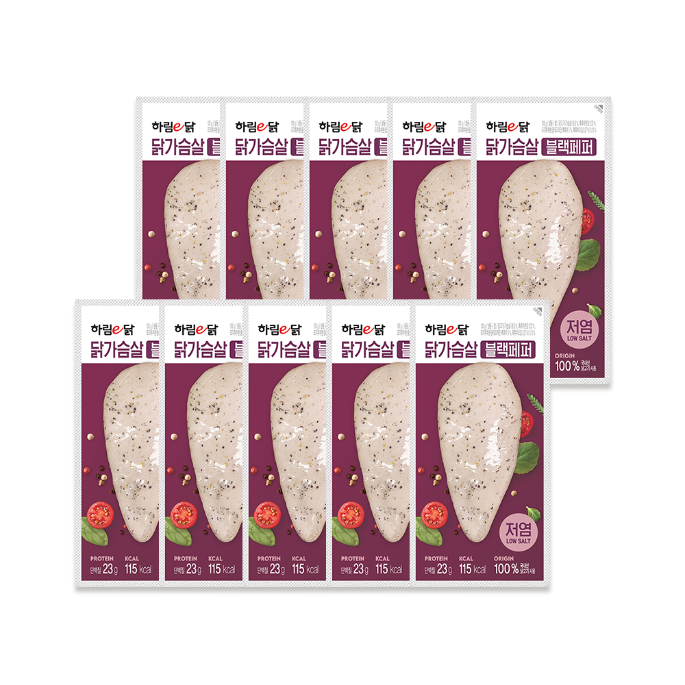 하림이닭 닭가슴살 저염 블랙페퍼 블랙페퍼맛, 100g, 10개