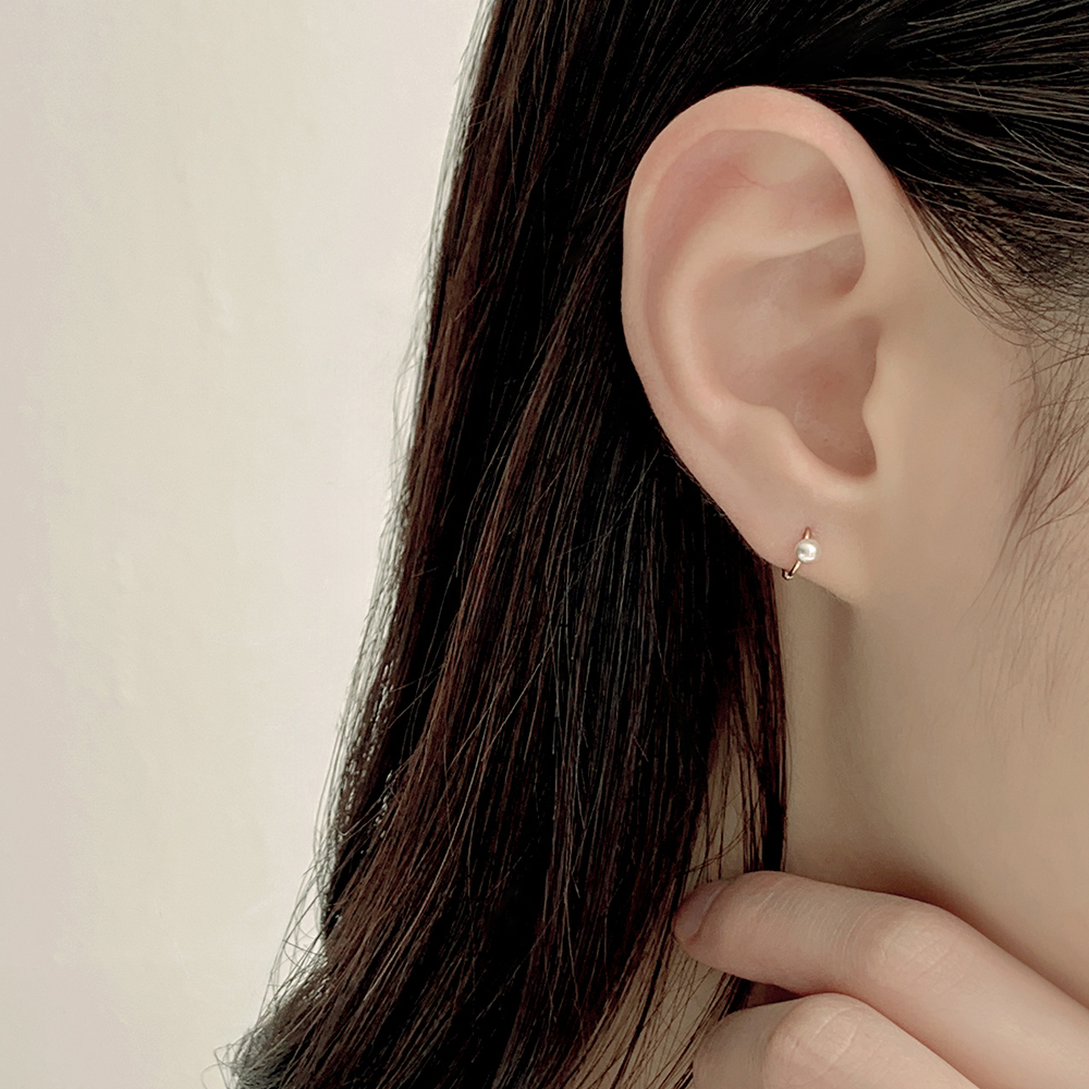 [네이버 단독] 14k 베이직 진주 원터치 링 귀걸이 - 상세 이미지 2