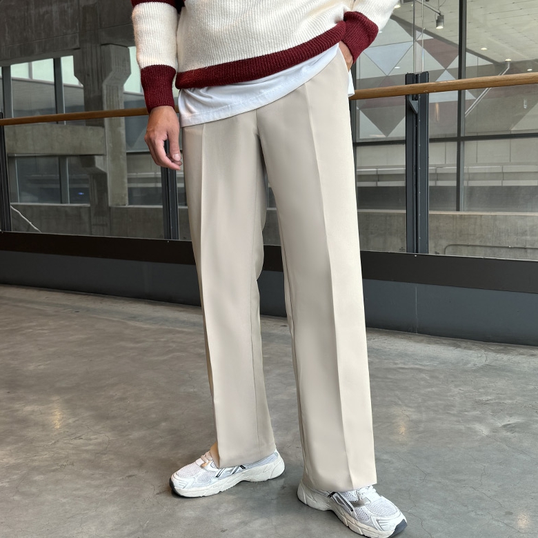 1+1 남자 크릭 사계절 링클프리 스판 와이드 슬랙스 바지 - 상세 이미지 4