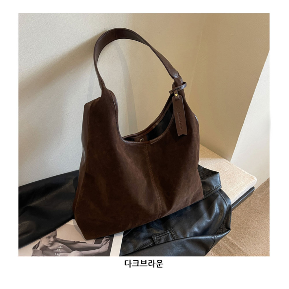 여대생 대학생 빈티지 빅 숄더백 직장인 여성 출근가방 무지 라지 큰 호보백 가방 - 상세 이미지 2
