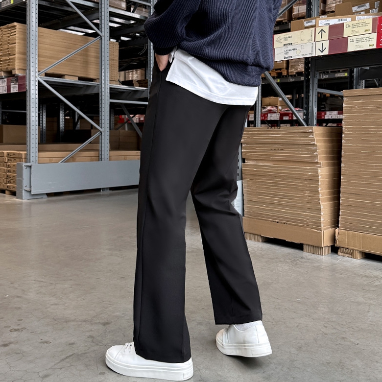 1+1 남자 크릭 사계절 링클프리 스판 와이드 슬랙스 바지 - 상세 이미지 3