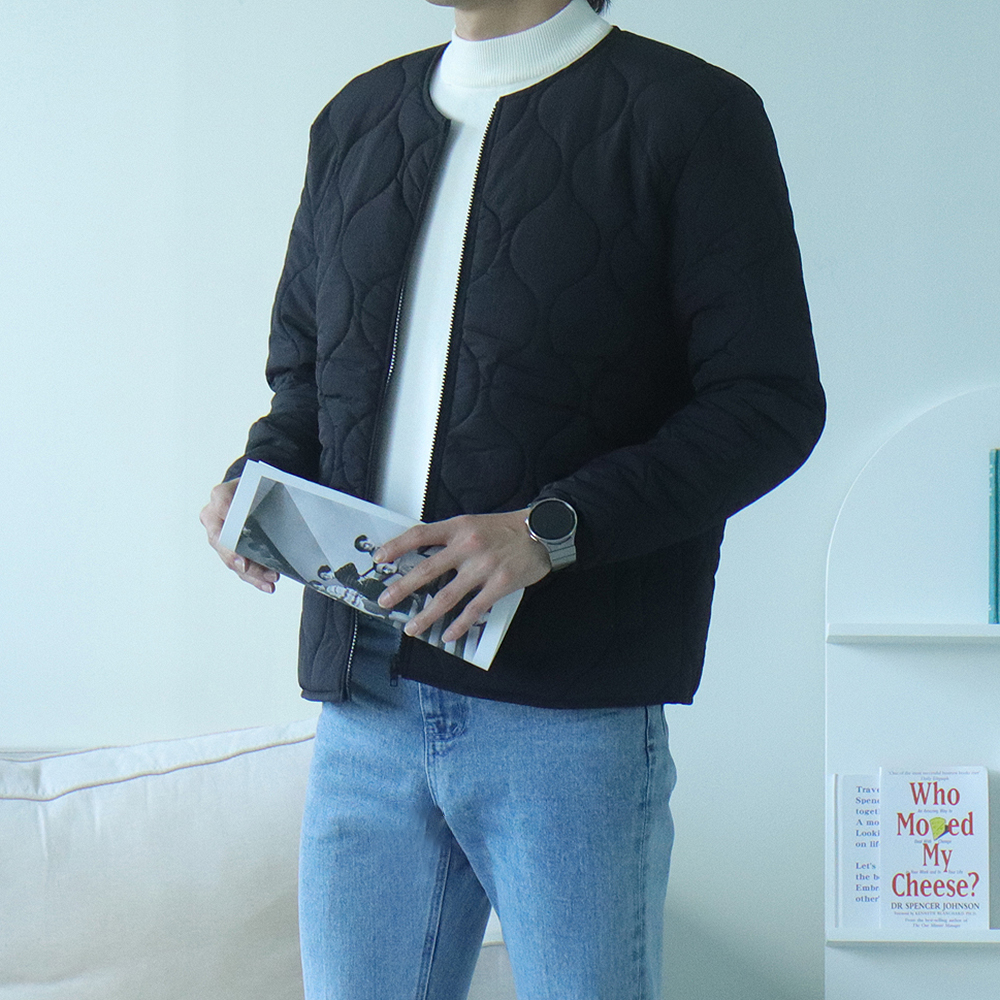 남자경량패딩 퀼팅 유넥 남성깔깔이 남자숏패딩 - 상세 이미지 3