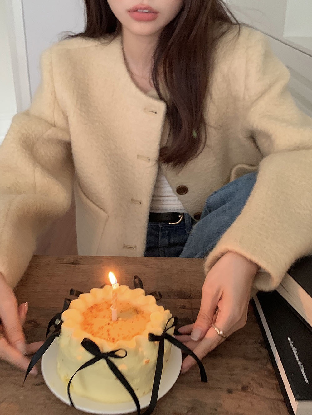 모리아 여성 모헤어 부클 헤어리 겨울자켓 (2color) 하객룩 이미지 4