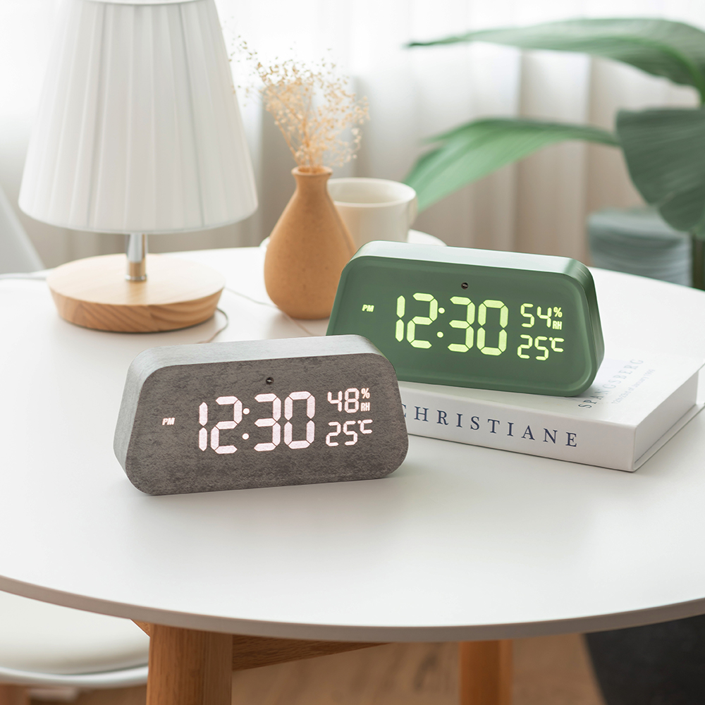 플라이토 와이파이 인테리어 LED 탁상시계 전자 디지털 알람 우드 온습도 무소음 헤이비