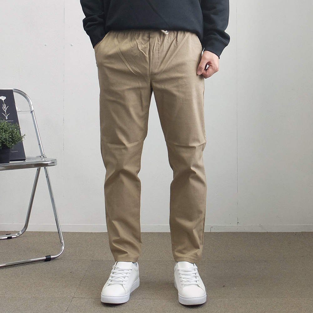 남자 면 바지 일자 스판 밴딩 빅사이즈 팬츠