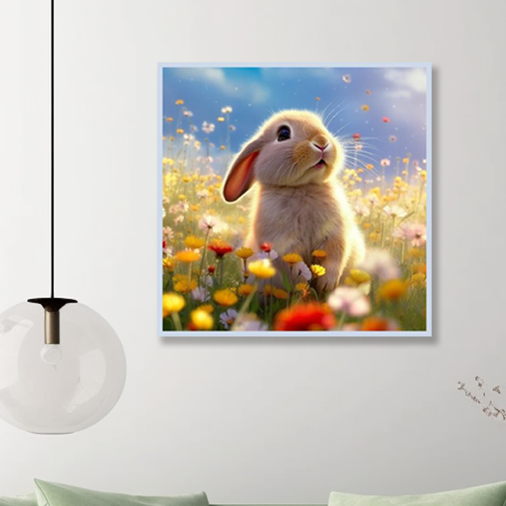 다정토끼 45x45cm 무광화이트 알루미늄액자 토끼그림 - 상세 이미지 5