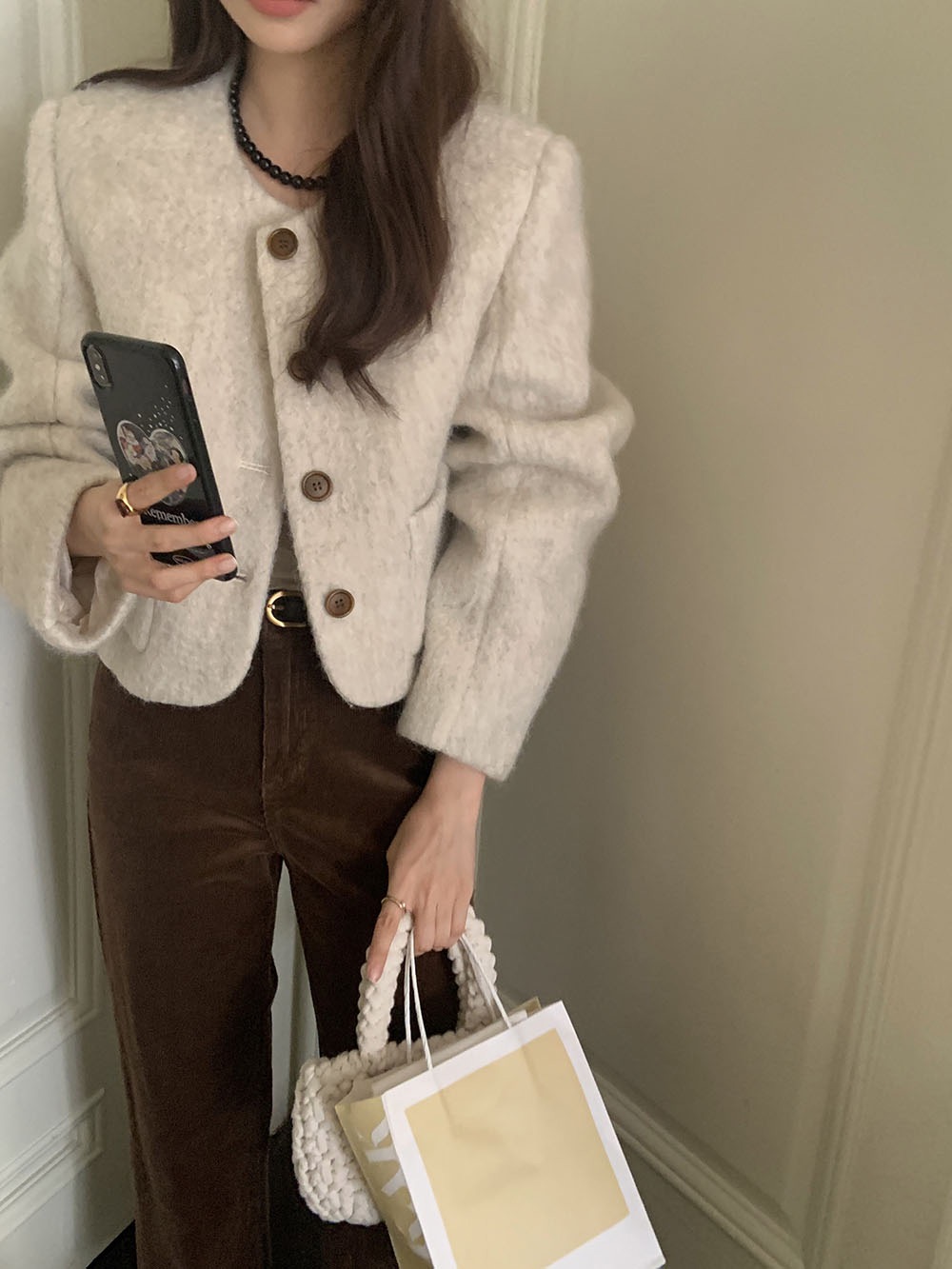 모리아 여성 모헤어 부클 헤어리 겨울자켓 (2color) 하객룩 제품 이미지