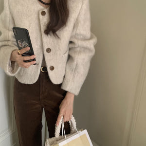 모리아 여성 모헤어 부클 헤어리 겨울자켓 (2color) 하객룩 착용 후기 | 사이즈/핏 총정리 - 상품 이미지 1