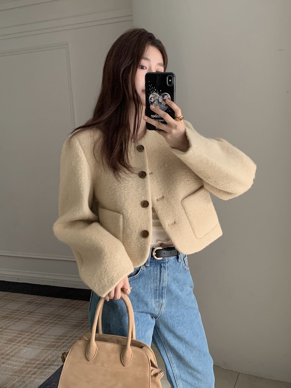 모리아 여성 모헤어 부클 헤어리 겨울자켓 (2color) 하객룩 이미지 3