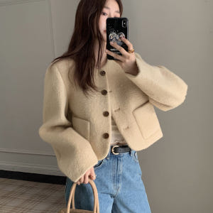 모리아 여성 모헤어 부클 헤어리 겨울자켓 (2color) 하객룩 착용 후기 | 사이즈/핏 총정리 - 상품 이미지 3