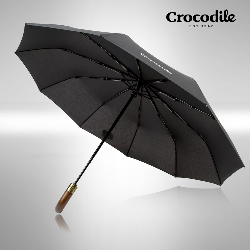 크로커다일 모던브로 10K 3단 우드커브 전자동 우산