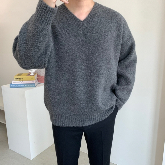남자브이넥니트 남자오버핏니트 남성스웨터 BJ옷 김인호 - 상세 이미지 4