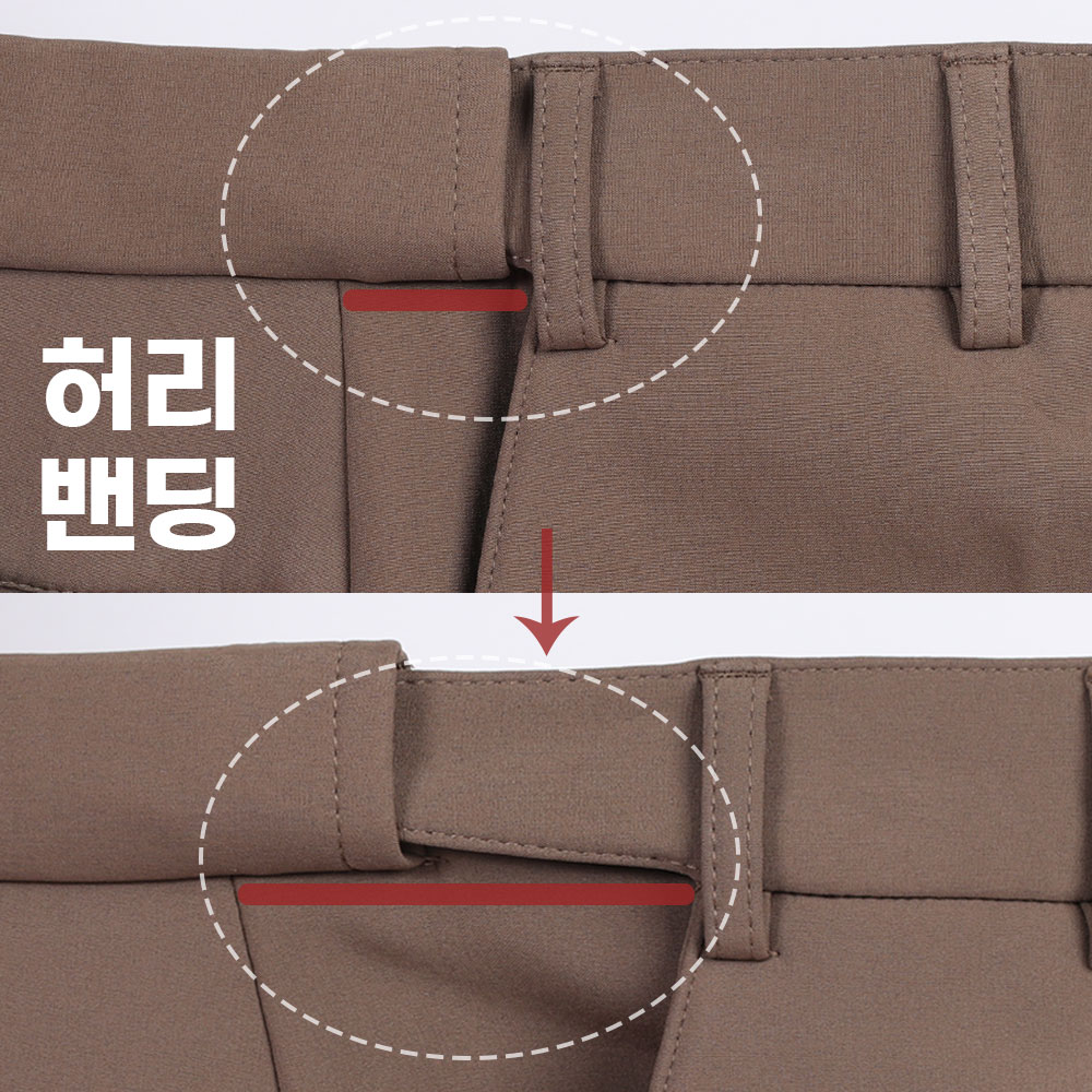 기모골프바지 겨울 골프방한바지 히든밴딩 화이트슬랙스 - 상세 이미지 4