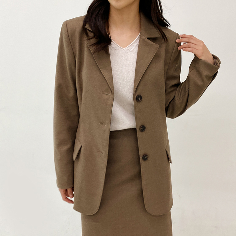 클래식 싱글 테일러드 여자 자켓 블레이저 간절기재킷 여성 정장자켓 브라운 그레이 제품 이미지