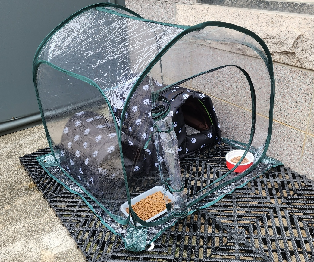 길고양이집 길냥이 겨울집 실외 급식소 방풍 방수 비닐 하우스 텐트