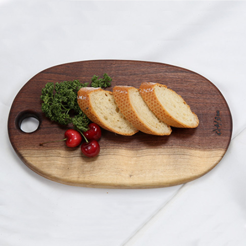 편백 캄포 월넛 나무 원목 원형 플레이팅 빵도마 도마 수제 각인 신현공예 - 상세 이미지 4