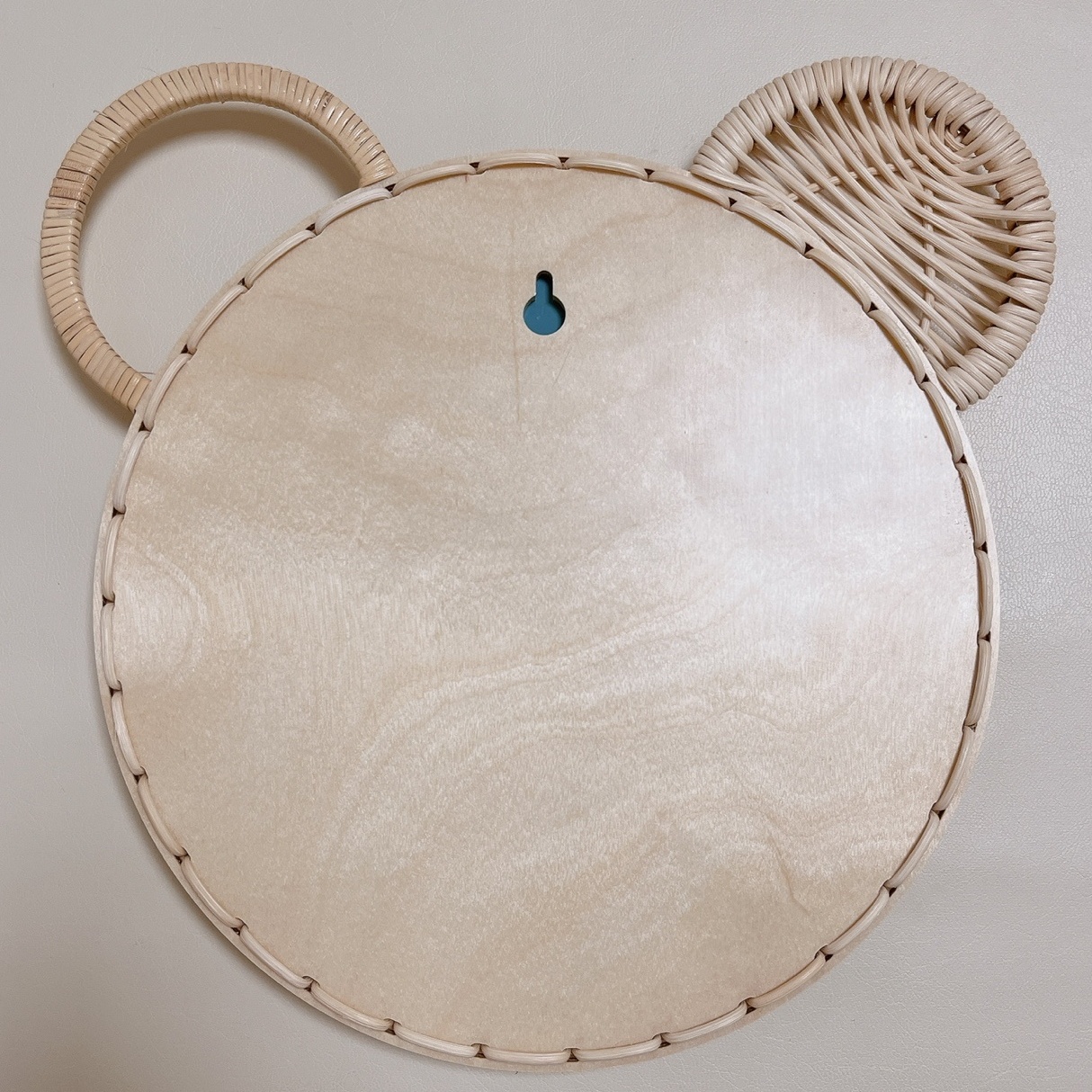 라탄 곰돌이 거울 아이방 아기방 소품 인테리어 거울 (직경20cm)